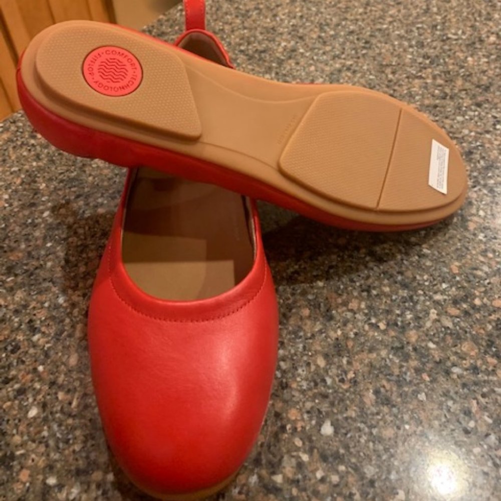 Fitflop Red Leather Ballerina Flats Size 11
